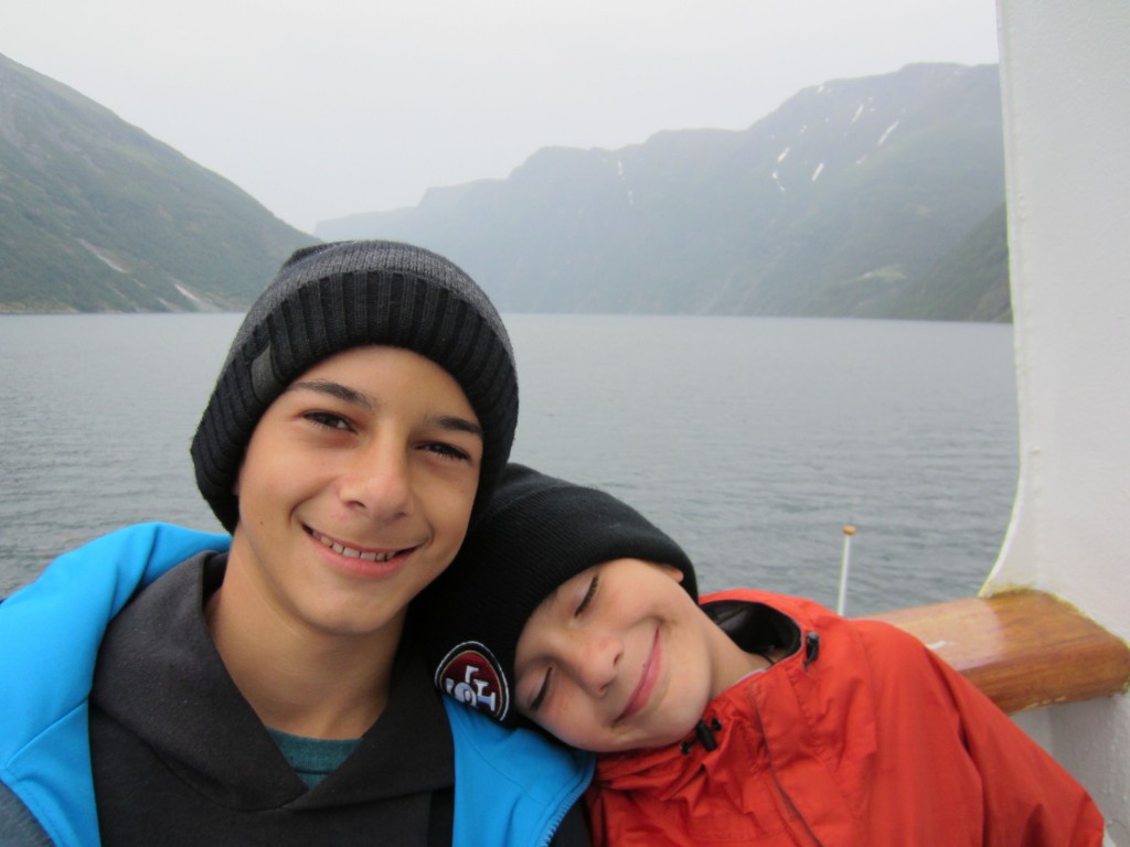 Jordan and Justin on Boat in fjord