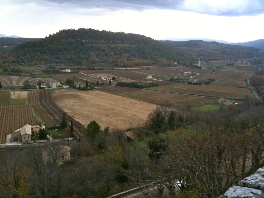 The view from the 'perched' town of Menerbes. We drove the car right to the top of the old town and had lunch inside our car as a rain squall hit while we were here